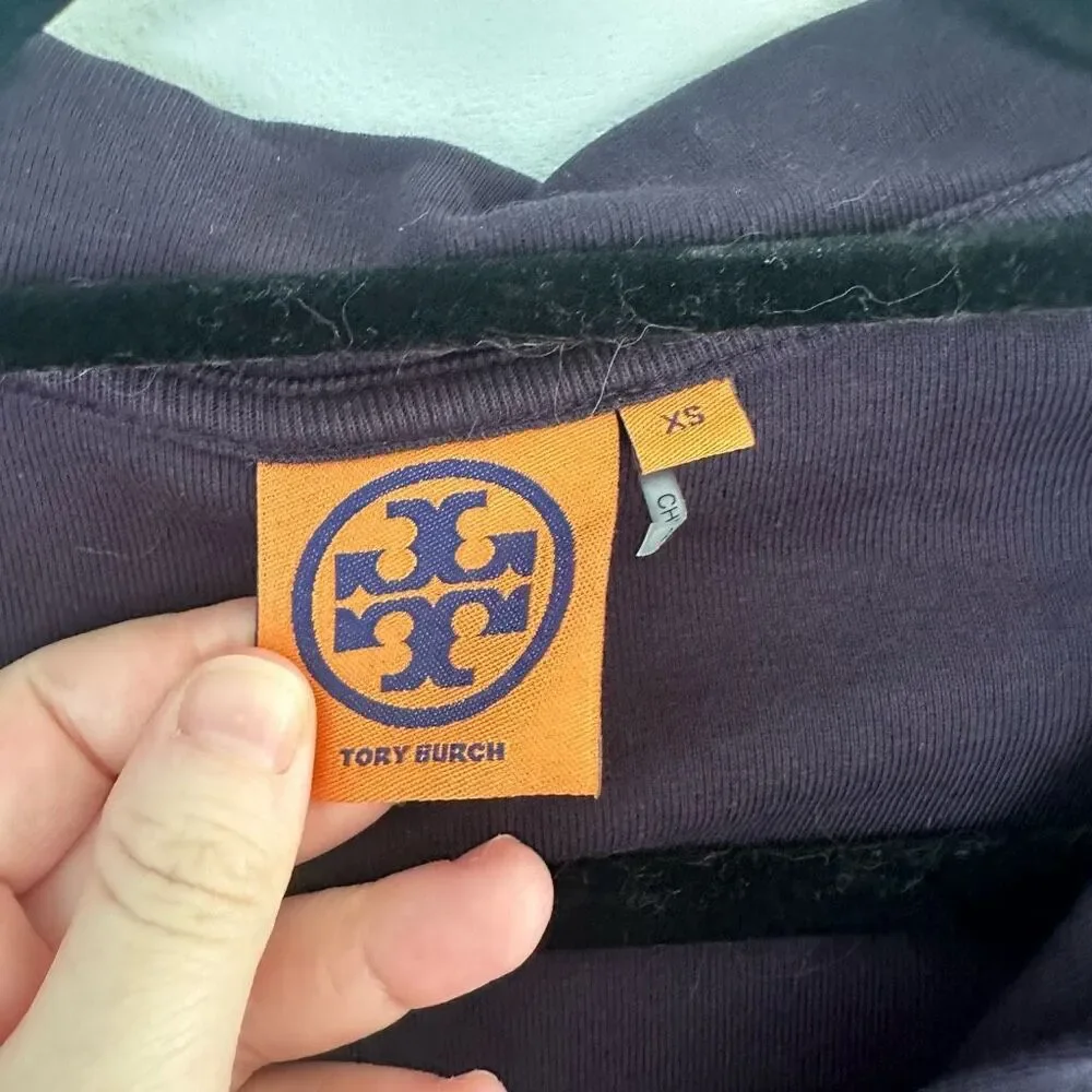 Tory Burch Women’s Extra Small Navy Polo Shirt Logo Buttons